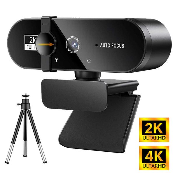 Webcam 4K 2K Web Cam Webcan 1080P Webcam Mikrofonlu Tripod Otomatik Nişanya Mini USB Kamera Bilgisayara PC Mac Laptop için Tam HD HKD230828