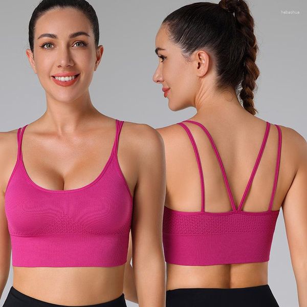 Abbigliamento da yoga Reggiseni sportivi da donna Reggiseno push up di grandi dimensioni Crossover Beauty Back Senza bordo in acciaio Quick Dry Antiurto Corsa Fitness Large