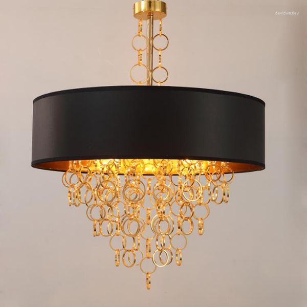 Plafoniere Paese americano Lampade a sospensione in oro nero Ristoranti Arte del tessuto Ferro Metallo Luce decorativa moderna classica ZA81050