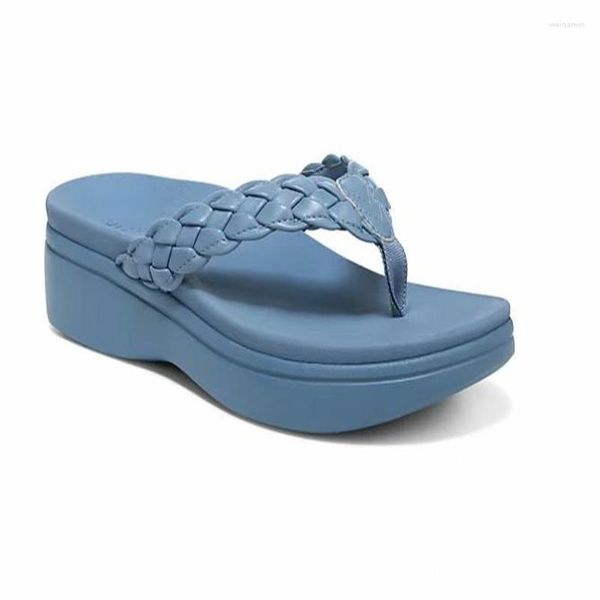 Chinelos verão flor sandálias femininas linha de carro antiderrapante sapatos de praia grande tamanho flip flops cunhas confortáveis mulheres 44