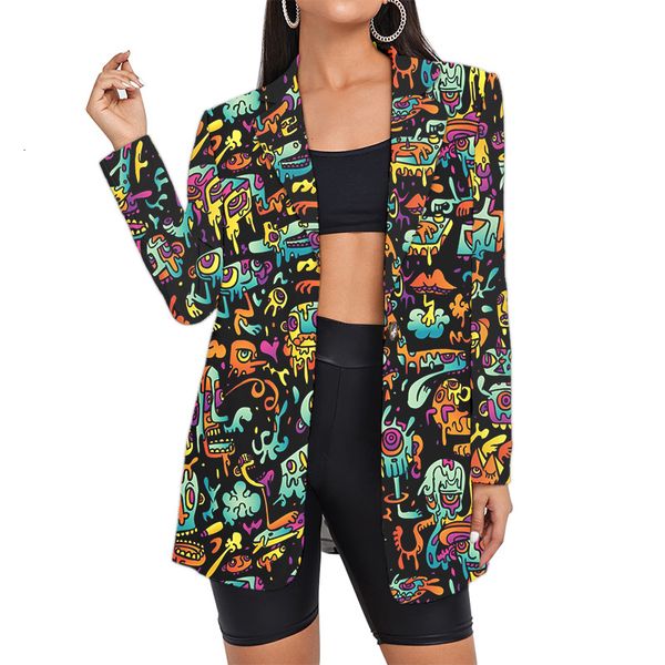 Abiti da donna Blazer Graffiti Stampa Blazer Abito oversize Lungo Donna Abbigliamento Lady Street Style Abiti personalizzati Drop all'ingrosso 230828