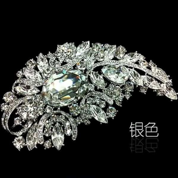 4,9 Zoll große, elegante Strass-Kristall-Strass-Brosche für Hochzeit, Brautschmuck, Geschenke, 16 Farben erhältlich