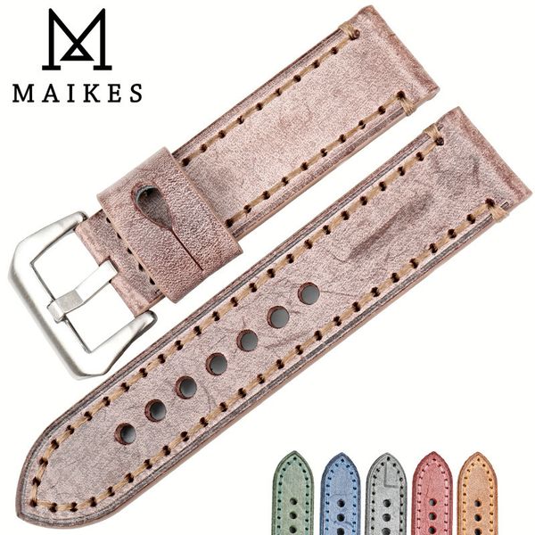 Смотреть группы Maikes Design Accessories Watch Band Brown Vintage Swordle Leather Watch Bess 22 мм 24 -мм часовых часовых часов для 230828