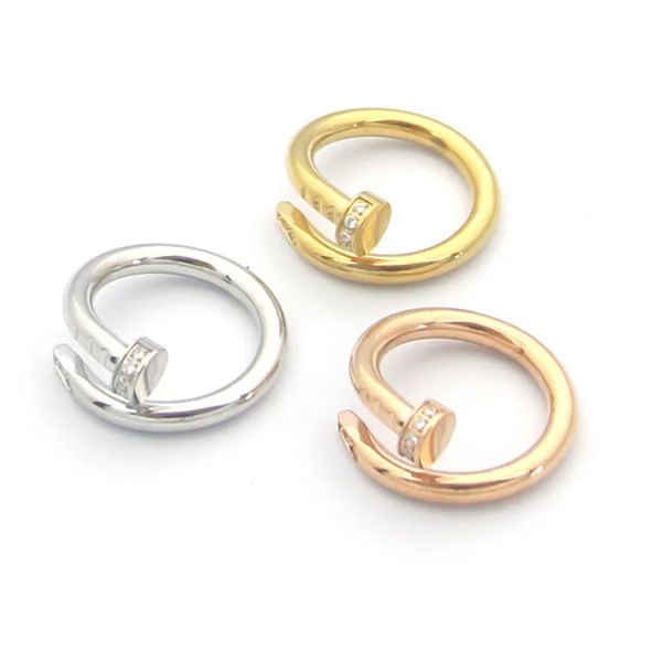 Anello per unghie con diamante originale da 3 mm Anello in oro 18 carati Argento rosa Anelli in acciaio 316l Donna Uomo Amanti Gioielli da sposa Regali per feste da donna 6 7 8 9