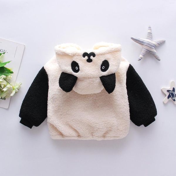 Unten Mantel Herbst Winter Panda Drucken Mit Kapuze Plus Fleece Jacke Für Oberbekleidung Baby Jungen Dicke Warme Kleidung Mädchen Jacke