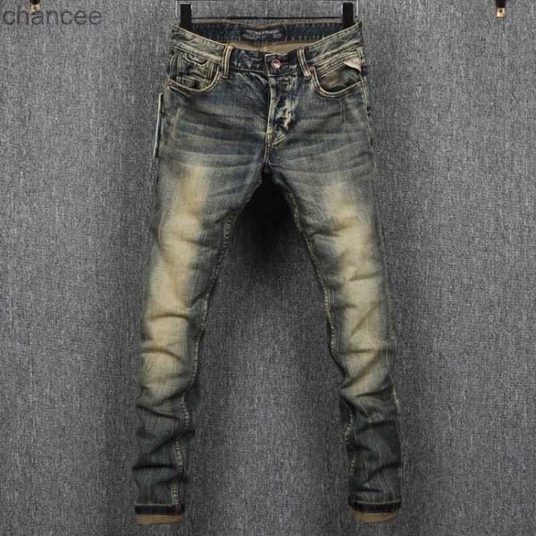 2023 primavera e outono nova moda clássica retro elástico jeans masculino casual conforto tamanho grande de alta qualidade calças de pé pequeno hkd230829