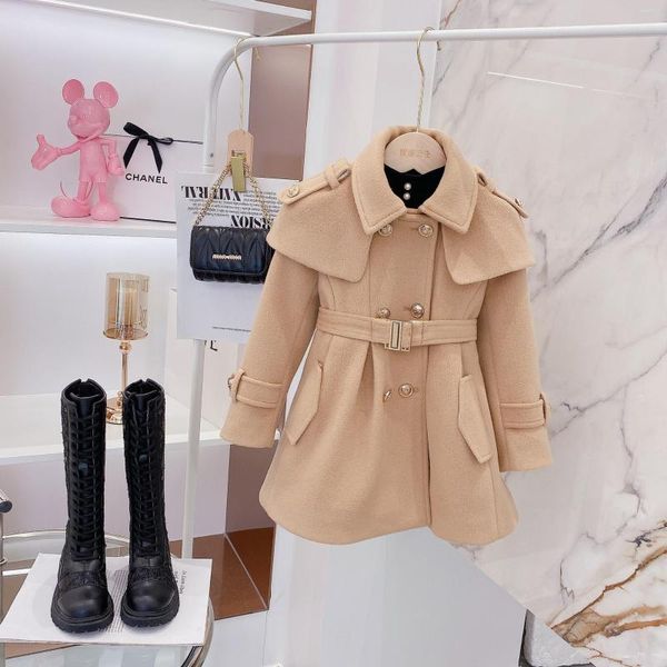 Jacken 2023 Koreanische Stil Mädchen Wollmantel Verdicken Winter Baumwolle Mode Volle Hülse Kinder Jacke 4-9 Jahre D