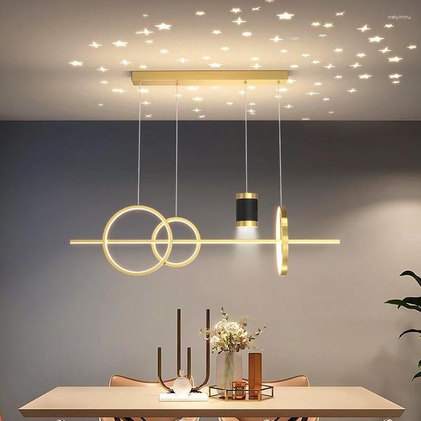 Lustres lustre ouro preto lâmpada de jantar interior decoração para mesa de jantar sala de estar estudo luz estrela efeito dero