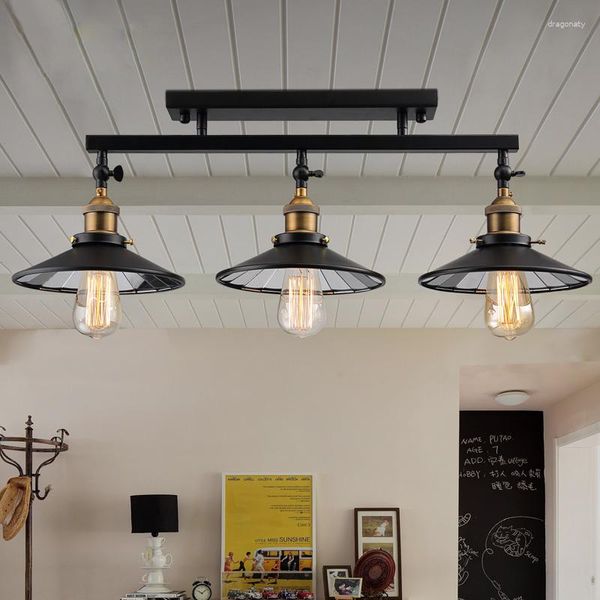 Tavan Işıkları Moda Vintage Loft Demir Işık Ayna Cam Reflektörü ve Edsion Ampul Lambası E27 Yemek Odası Restoranı için