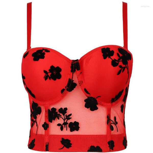 Canottiere da donna Maglia floreale ricamata reggiseno push up bralet per le donne Backless Summer Fashion Canotta Intimo corto Canotte da festa