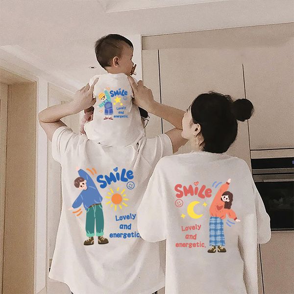 Família combinando roupas pai mãe filha filho crianças roupas roupas de bebê moda desenhos animados camiseta verão mãe pai e eu família olhar roupas combinando 230828