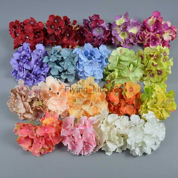 Cabeças de flores de hortênsia de seda artificial, 25 cores 18cm para faça você mesmo, arco de parede de casamento, guirlanda de guirlanda, fornecedor de casa, decoração hkd230829