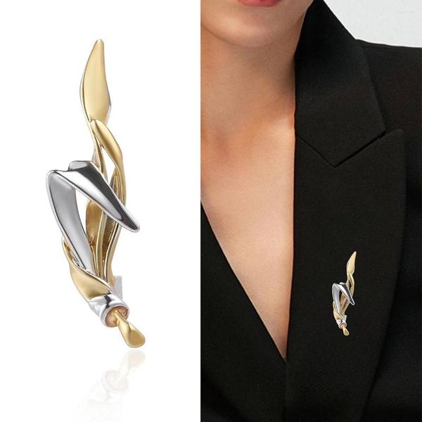 Broschen Weibliche Mode Einfache Ohr Für Frauen Luxus Gold Silber Farbe Legierung Geometrie Brosche Sicherheitsnadeln