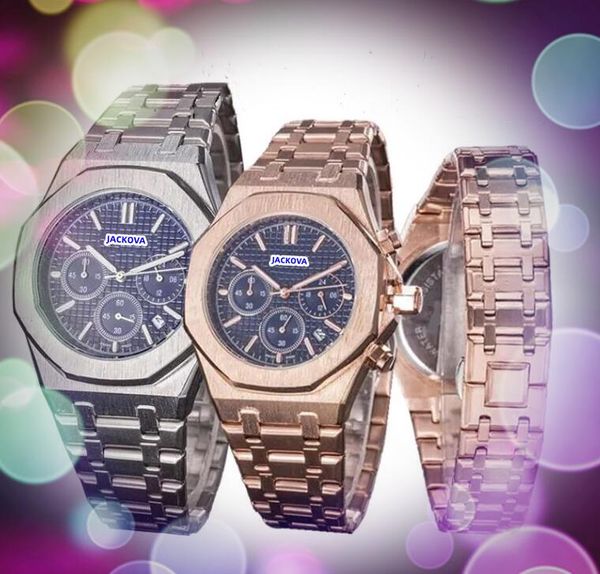 Relógios de design masculino de alta qualidade relógio automático de movimento de quartzo completo funcional rosa ouro prata clássico borracha aço inoxidável relógio com cinto de preço de atacado presentes