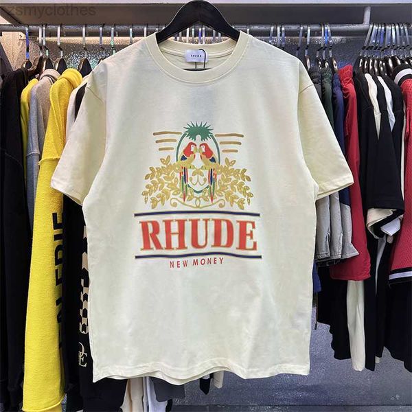 T-shirt da uomo di buona qualità Parrot Rhude Fashion T-shirt da uomo Summer Style Rhude Women Vintage Tee Abbigliamento da uomo