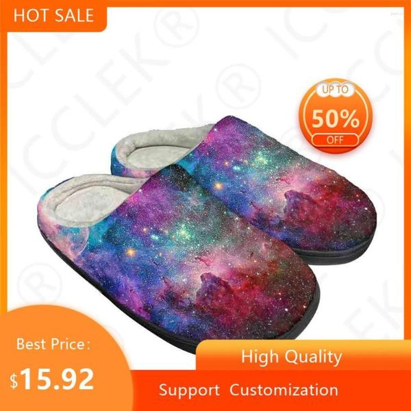 Chinelos Galaxy Space Home Algodão Personalizado de Alta Qualidade Mens Mulheres Adolescente Moda Casual Manter Sapatos Quentes Slipper Térmico