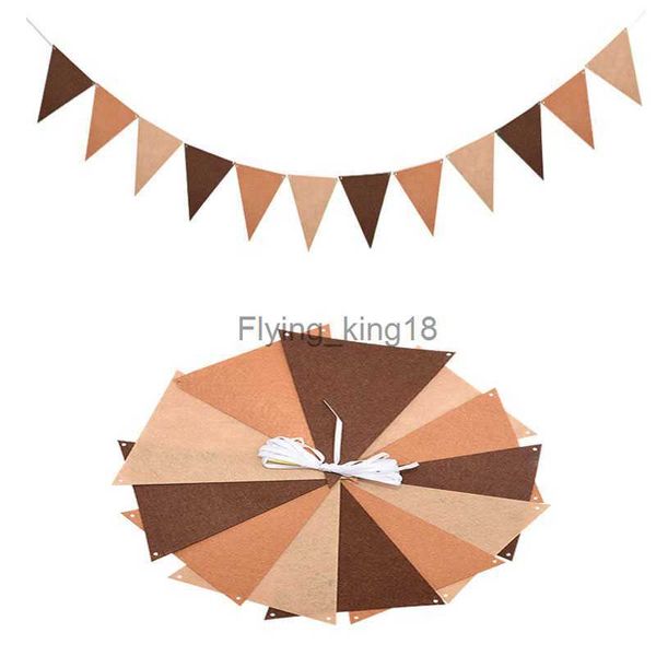 8m Khaki Kahverengi Kahve Gri Pennants Bunting Banner Düğün/Noel Günü/Doğum Günü Parti Bayrakları Çelenk Dekorasyon Malzemeleri HKD230829