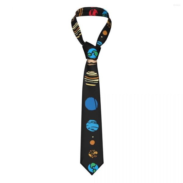 Papillon Pianeti Colore Sistema Solare Cravatta Uomo Slim Poliestere 8 Cm Cravatta classica per abiti da uomo Accessori Cravatta regalo