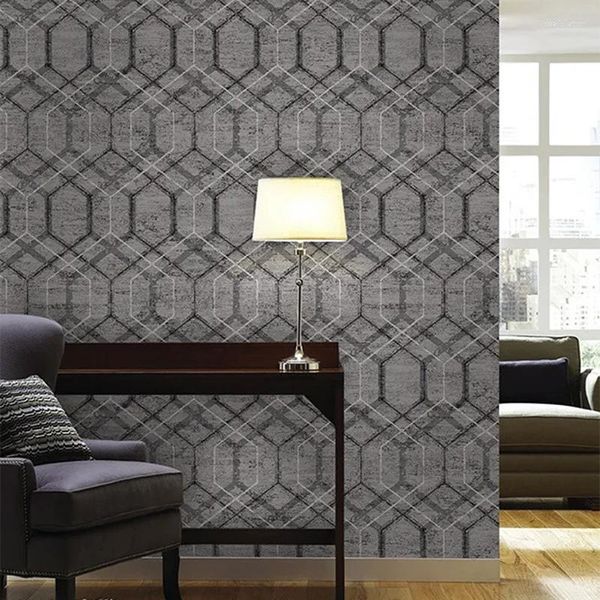 Tapeten Dunkelgrau Luxus Geometrische Tapete Rolle Zement Textur Wandpapier Moderne Schlafzimmer Wohnzimmer Hintergrund Wohnkultur