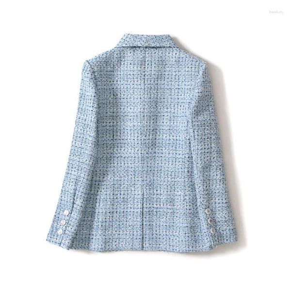 Frauen Jacken Designer 2023 Tweed Anzug Frauen Koreanische Dünne Mode Büro Dame Langarm Plaid Kurze Mäntel Weibliche Arbeitskleidung