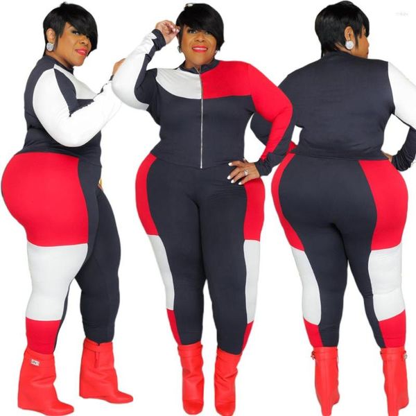 Calças femininas de duas peças 2023 inverno outono roupas mulheres tracksuit baddie 2 conjuntos de correspondência plus size sexy retalhos moletom e legging terno