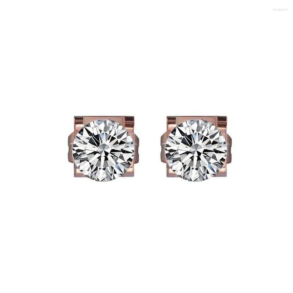 Brincos JeeMango Clássico Branco Redondo Cubic Zirconia Para Mulheres Titânio Aço Feminino Jóias Brincos E18001