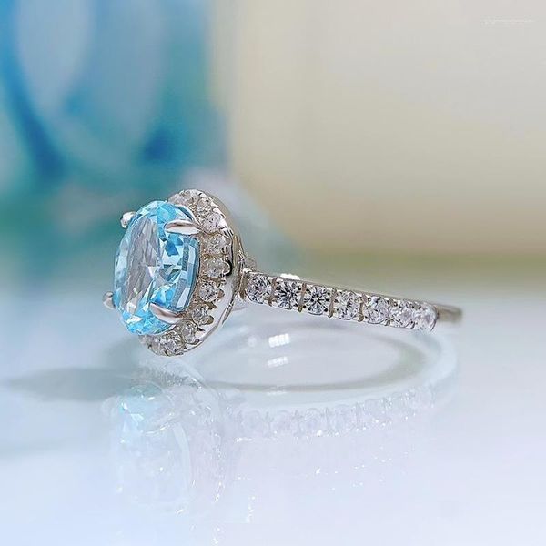 Cluster Ringe Apaison Zirkon Diamant Ring 6 8 für Frauen Oval Fancy Cut Braut Sets Solitär Hochzeit Versprechen Band 925 Silber Geschenke