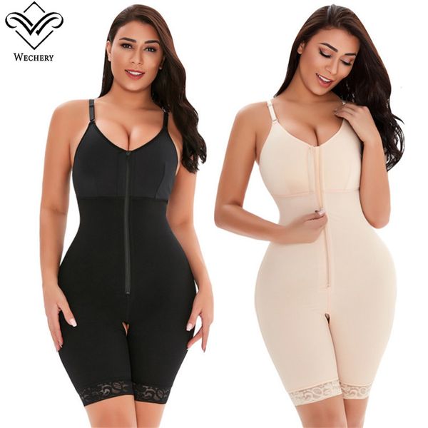 Senhoras plus size roupa interior elástico emagrecimento bunda elevador zíper frontal com dedução interna renda modelador de corpo inteiro