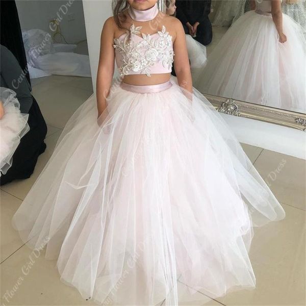 Vestidos da menina do bebê sem mangas flor meninas pequenas crianças casamento vintage rendas criança princesa comunhão pageant vestidos