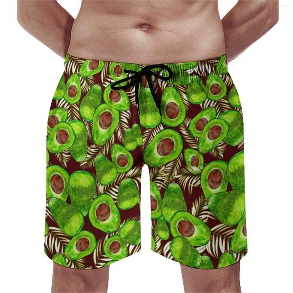Erkek Şort Avokado Salata Tahtası Yaz Yeşil Meyveli Baskı Rahat Kısa Pantolon Erkekler Spor Giyim Hızlı Kuru Tasarım Yüzme Sandıkları
