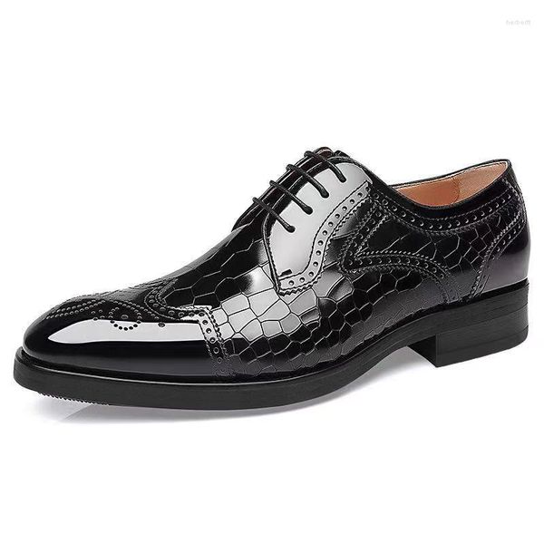 Sapatos de vestido homem crocodilo pele mocassins brogue designer homens formal couro lace-up escritório negócios casamento oxford