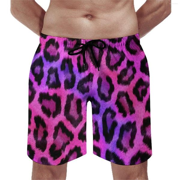 Pantaloncini da uomo Bicolore Board Summer Cheetah Print Sport Surf Beach Pantaloni corti Maschi Fast Dry Vintage stampato Tronchi oversize