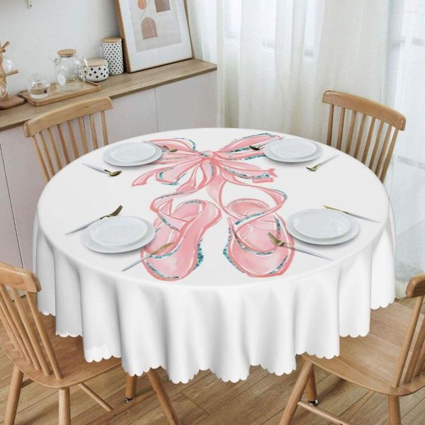 Toalha de mesa redonda para sapatos de balé, toalha de mesa à prova d'água e à prova de óleo, 60 polegadas, dançarina de bailarina