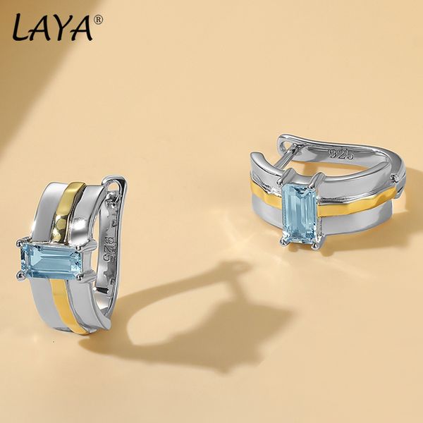 Polsino dell'orecchio LAYA orecchini in argento sterling 925 per le donne scintillanti naturali topazio azzurro cielo minimalista affascinante gioielleria raffinata 230828