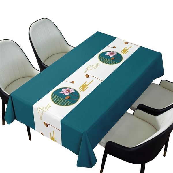 Toalha de mesa estilo chinês sorte lotus toalha de mesa de chá uma substituição de ferro descartável à prova d'água e à prova de óleo_DAN186 230828