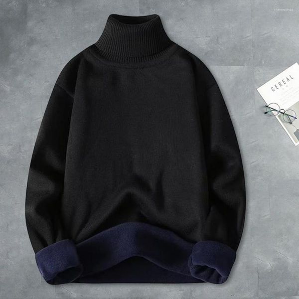 Erkek Sweaters Erkekler Kış Sweater Rahat Kalın Örme Yüksek Yakalı Soğuk Dirençli Elastik Yumuşak Peluş Pullover Sonbahar Moda