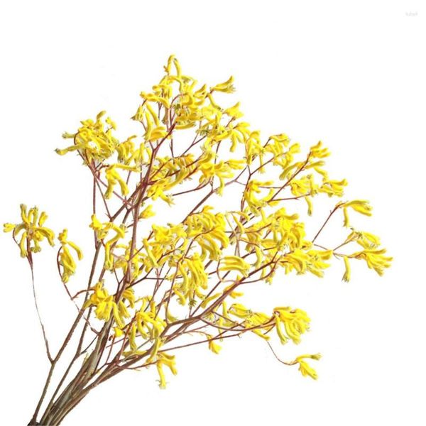 Flores decorativas 5 pçs decoração de natal canguru garra buquês de flores imortais plantas naturais morrendo grupo para hpme amarelo