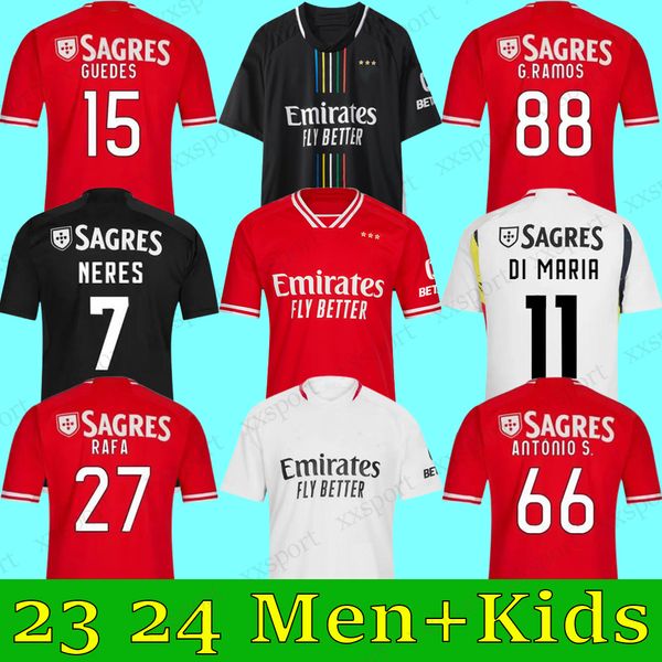 23 24 Benficas Fußballtrikots Di Maria DARWIN CHIQUINHO RAFA SEFEQOVIC OTAMENDI G.RAMOS 2023 2024 Home Herren Kinder Kit Fußballtrikot GRIMALDO J.WEIGL J.MARIO Uniformen