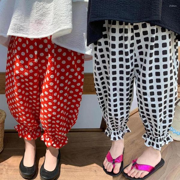 Hosen Mädchen Chiffon Leopard Polka Dots Drucken Capris Hosen Für Baby Mädchen Sommer Kleidung Korea Plissee Moskito Beweis Cool