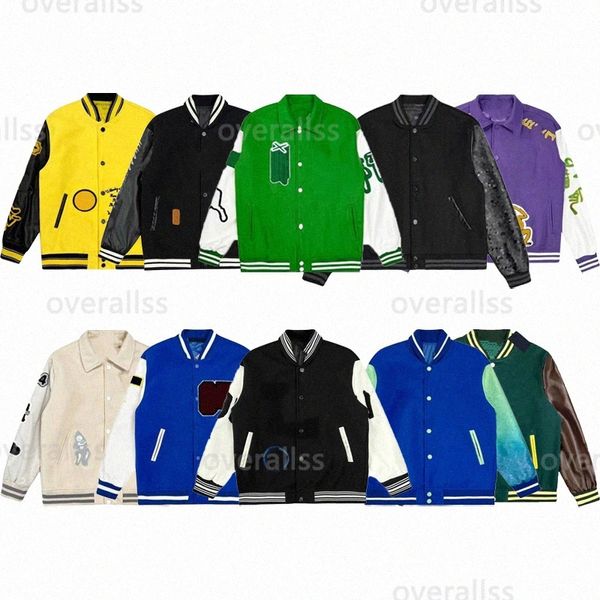 Mens Ceket Beyzbol Varsity Ceket L Vintage Bomber Puffer Ceket Mektubu Nakış Sonbahar ve Kış Erkekler Gevşek Nedensel Dış Giyim Graffitir Tee W0X4#