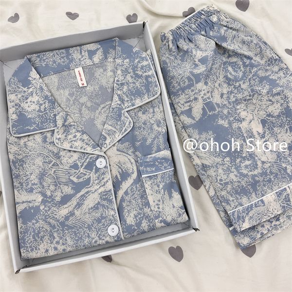 Pigiama da donna in pigiama blu ghiaccio Set estivo in seta a maniche corte Pantaloncini a sezione sottile Completo da casa 230828