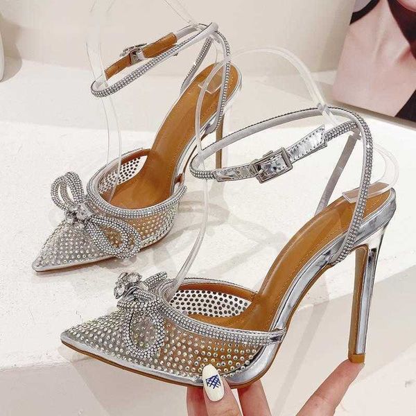 Neue PVC Transparente Frauen Pumpen Sexy Schmetterling-knoten KRISTALL High Heels Spitz Hochzeit Prom Sandalen Frühling Schuhe 230807