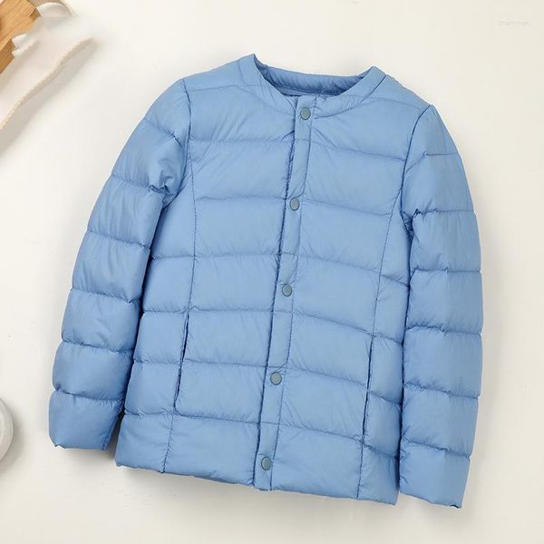 Piumino Abbigliamento per bambini 2023 Autunno O-Collo Bambino Bambino Anatra Piuma Cappotti Pupilla Senza colletto Bottoni Giacche invernali Fodera calda