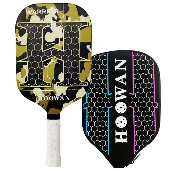 Tennisschläger HOOWAN WARRIOR Pickleball Paddle Carbon Fiber 24K Offensive 16MM Pickleballschläger mit Ultra Power und Kontrolle 230828