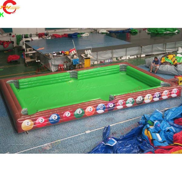 Großhandel 12x6m (40x26ft) Kostenloses Schiff Outdoor-Aktivitäten Snooker Fußball Menschenbillard Aufblasbarer Fußball-Billardtisch zum Verkauf
