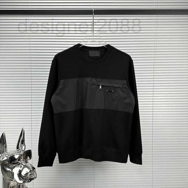 Erkek Hoodies Sweatshirts Tasarımcı Erkekler Kadın Tasarımcı Sweatshirt Hoodie Panel Naylon Metal Üçgen Etiket Setleri Kazak Pamuk Gri Siyah S-XL 5IYY