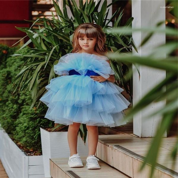 Mädchen Kleider Eleganz Tüll Blume Für Hochzeit Knielangen Kinder Festzug Kleid Poshoot Geburtstag Erstkommunion Kleid