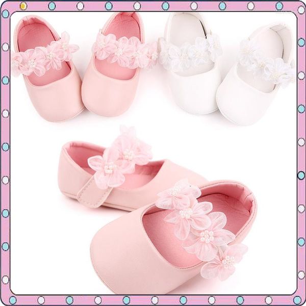 Primeiros caminhantes bebê meninas sapatos nascidos flor doce mary jane princesa bonito criança plana calçado infantil macio tpr sola walker 0-1y