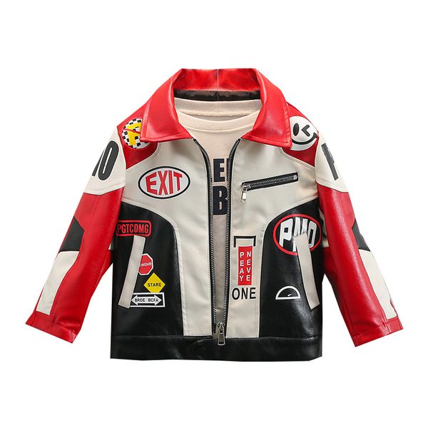 Jacken Mode Jungen Lederjacke Kreative Hiphop Street Jacke Für 1-10 jahre Kind Kind PU Motorrad Jacke Top Kleidung 230829