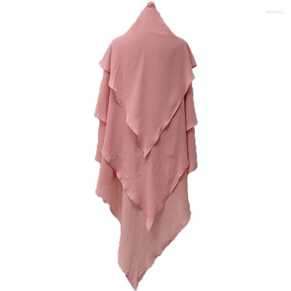 Roupas étnicas em mulheres abaya 3 camadas oração vestuário headdress dubai turquia indonésia muçulmano planície triplo khimar boné cachecol hijab headcover